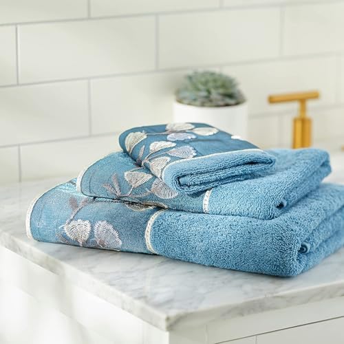 Zahari Home Capri Modern Bathroom Towel Set - 3 Piece Set, Bath Towel, Hand Towel and Wash Towel - Classic Luxury Contemporary Decor - Beautiful Bath Ensemble - Unique Royal Blue