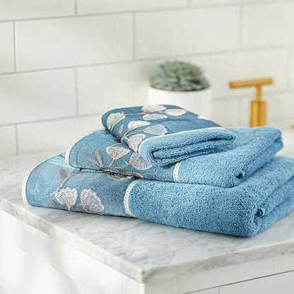 Zahari Home Capri Modern Bathroom Towel Set - 3 Piece Set, Bath Towel, Hand Towel and Wash Towel - Classic Luxury Contemporary Decor - Beautiful Bath Ensemble - Unique Royal Blue