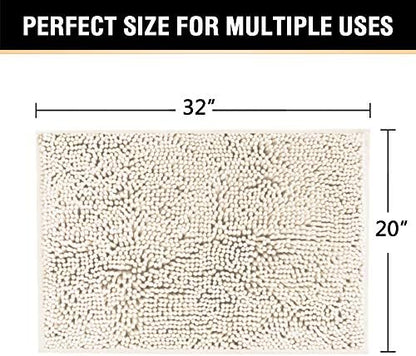 H.VERSAILTEX Microfiber Bath Rugs Chenille Floor Mat Ultra Soft Washable Bathroom Dry Fast Water Absorbent Bedroom Area Rugs, 20 x 32 - Inch, Ivory