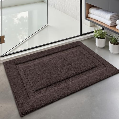 LUMI Ultra Soft Bathroom Rugs Absorbent, Non Slip Bath Mat 16X24, Brown
