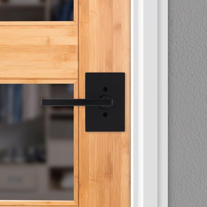 Kwikset Halifax Dummy Door Handle, Single Sided Lever for Closets, French Double Doors, and Pantry, Matte Black Non-Turning Reversible Interior Push/Pull Lever, with Microban Protection