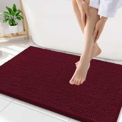 Smiry Bathroom Rugs 30X18, Luxury Chenille Extra Soft Absorbent Bath Mat