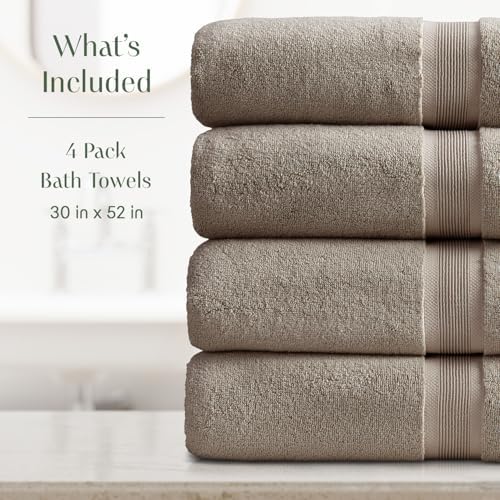 Springtree Home Luxury Bamboo Rayon Plush Bath Towel Set | 4-Pack | Brown