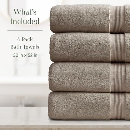 Springtree Home Luxury Bamboo Rayon Plush Bath Towel Set | 4-Pack | Brown
