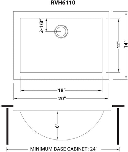 Ruvati 18 x 12 inch Gunmetal Black Undermount Bathroom Sink - 16 Gauge Stainless Steel Bathroom Sink with Brushed Finish, Easy-to-Clean Undermount Sinks - RVH6110BL