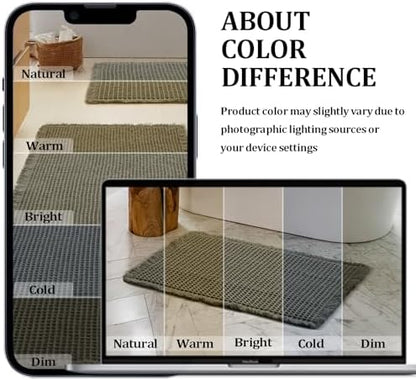 JIUZHEN Set of 2 Waffle Bathroom Rugs Non Slip Bath Mats, 16"x24"+24"x60"