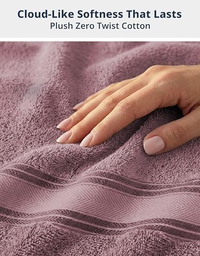 LANE LINEN Bath Sheet Set Quick Dry 100% Cotton 4 Pack Soft - Wishful Mauve