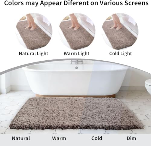 Disolla Taupe Grey Bathrom Runner Rug 24x70 - Extra Large Soft Plush Bath Mat, Thick Long Non-Slip Shaggy Floor Mat, Ultra-Absorbent for Master Bathroom Vanity