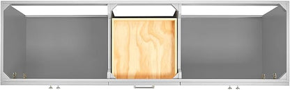 ARIEL Hamlet 72-inch Bathroom Vanity with Sink,Solid Wood, 1.5-inch Pure White Quartz Countertop & Backsplash, Double Rectangular Porcelain Sink, 4 Soft Closing Doors, 3 Dovetail Drawers, Grey