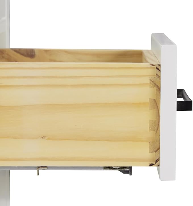ARIEL Hepburn 36-inch Bathroom Vanity Base Cabinet,Solid Wood, 2 Soft Closing Doors, 5 Dovetail Drawers, White