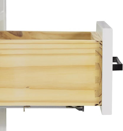 ARIEL Hepburn 36-inch Bathroom Vanity Base Cabinet,Solid Wood, 2 Soft Closing Doors, 5 Dovetail Drawers, White