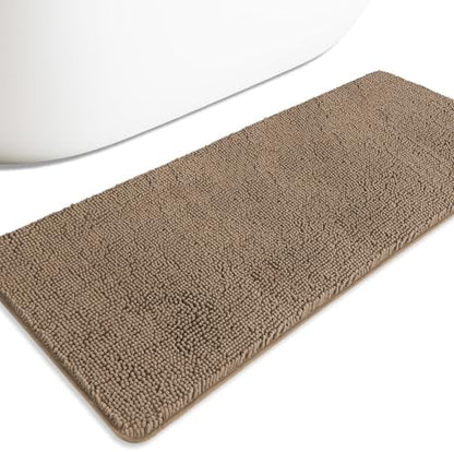 Bathroom Runner Rug 24 x 60 Inch – Extra Large Long Bath Mat | Absorbent and Washable Thick Chenille Bath Rug Non-Slip Runner Rug for Bathroom, Shower, Sink(Taupe)