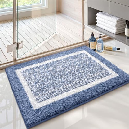 Color&Geometry Small Bath Mats for Bathroom Simple and Stylish,16"x24" Blue