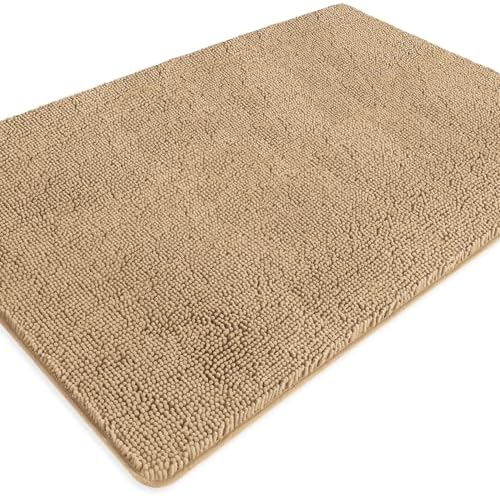 Bathroom Rugs 40 x 60 Inch – Extra Large Bath Mat | Absorbent and Washable Thick Chenille Bath Rugs Non-Slip Runner Rug for Bathroom, Shower, Tub(Beige)