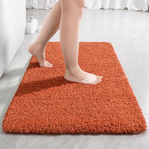LOCHAS Bathroom Rugs 36x24 Inch, Microfiber Bath Rug Non Slip, Burnt Orange