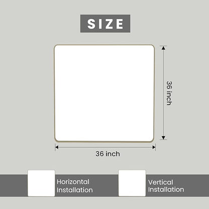 Bronze Bathroom Mirror 36x36 Inch, Brushed Bronze Metal Frame Mirror for Wall, Rounded Rectangle Bathroom Vanity Mirror with Tempered Glass, Anti-Rust, Horizontal/Vertical