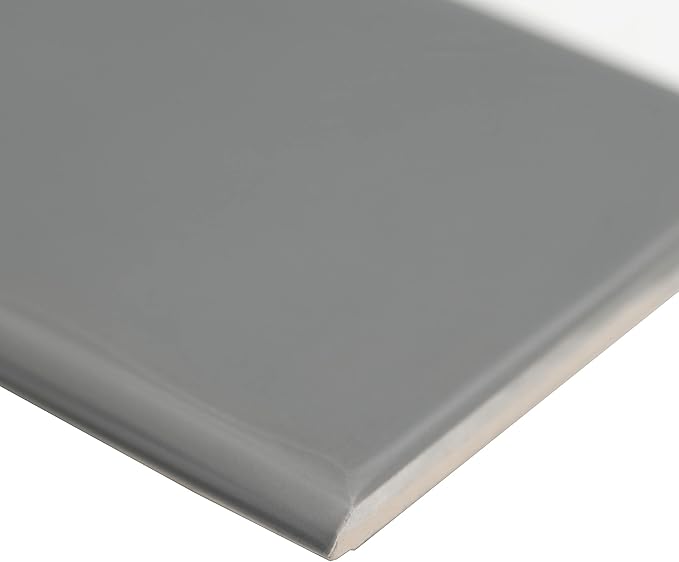 MSI Urbano Graphite 4x12 Inch Glossy Bullnose Ceramic Subway Wall Tile - Bathroom, Kitchen Backsplash, Accent Wall, Shower
