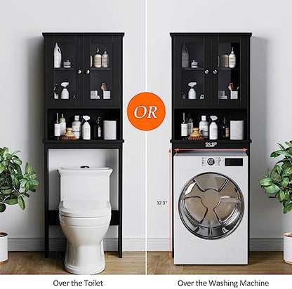 Over the Toilet Storage Cabinet, Bathroom Storage Cabinet, Black