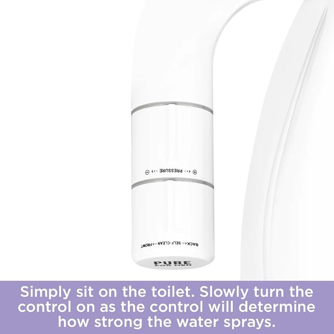 Pure for Men Bidet Toilet Seat Attachment for Home | Dual Self-Cleaning Nozzle (Frontal & Rear Back), Non-Electric Sprayer, Adjustable Water Pressure & Easy to Use | Sleek & Minimalist Design (White)
