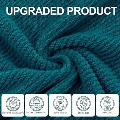 VOOVA & MOVAS 6PC Towel Set, 100% Cotton, Deep Turquoise Dark Teal