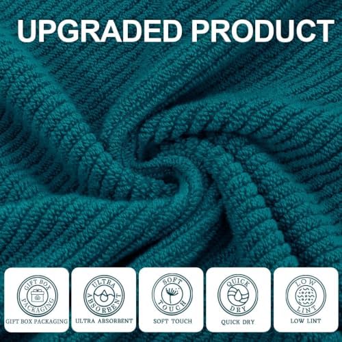VOOVA & MOVAS 3PC Towel Set, 100% Cotton, Deep Turquoise