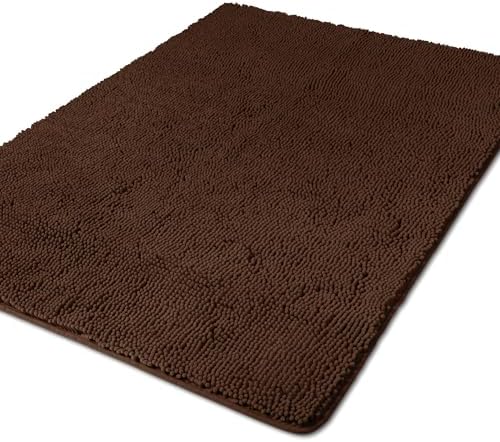 Yeaban Chenille Brown Bathroom Rug 40"x60",Non-Slip Rubber Backing