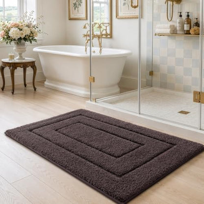 DEXI Bathroom Rugs 36x24, Non-Slip and Absorbent Bath Mat, Brown