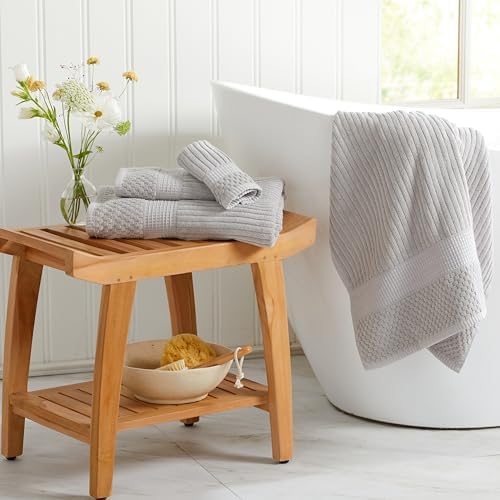 Springtree Home 100% Cotton Bath Towel Set | 4-Pack | Textured | Grey