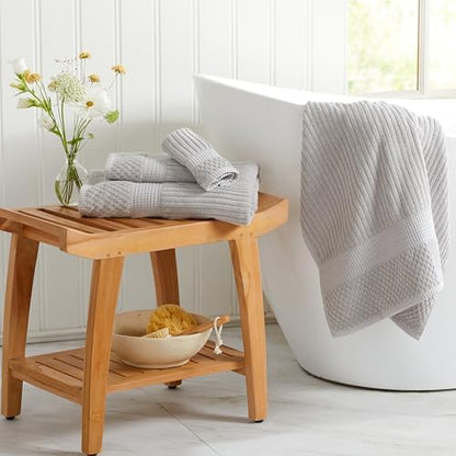 Springtree Home 100% Cotton Bath Towel Set | 4-Pack | Textured | Grey