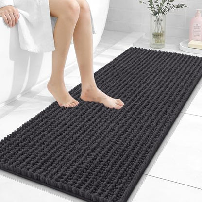 OLANLY Bathroom Runner Rugs 47x20, Thick Soft Absorbent Chenille Bath Rugs