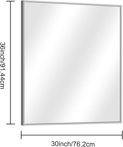 DESBING 30" x 36"Bathroom Mirror, Silver Rectangle Corner Wall Mirror with Metal Frame, Decorative Rectangular Vanity Mirror for Bedroom Bathroom Living Room Entryway (Horizontal/Vertical)