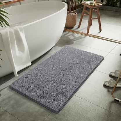 LOCHAS Luxury Bathroom Rug Shaggy Bath Mat 24 x 40 Inch, Gray