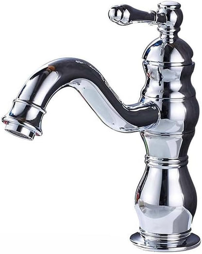 Brushed Nickel Basin Faucet Single Handle Hot Cold Water Bathroom Tap Deck Mounted Long Spout Lavatory Sink Mixer Faucet,Gold,Include:1*Faucet