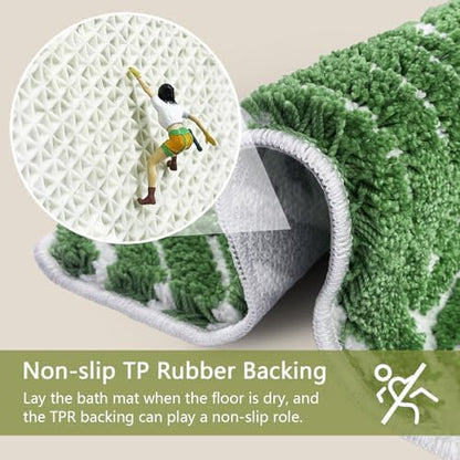 Bathroom Runner Rug - 4ft Long Bathroom Rug Green Long Bath Mat Leaf Bedroom Decor 47 Inches Rugs Water Absorbent Bath Rugs for Bathtub Leaves 18" x 47"