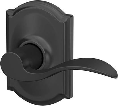 Schlage F10 ACC 622 CAM Accent Door Lever with Camelot Trim, Hall & Closet Passage Lock, Matte Black