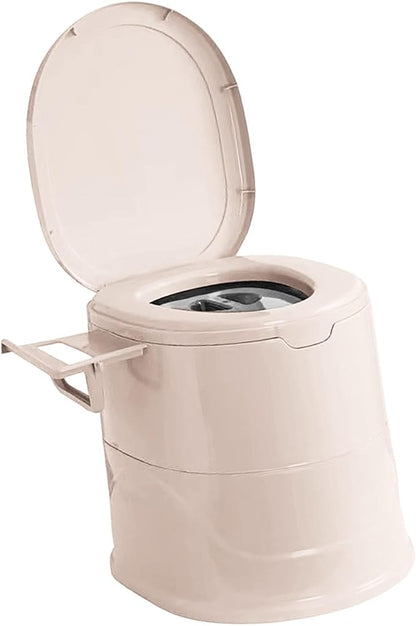 Portable Toilet for Camping, Indoor Outdoor Commode with 2 Detachable Inner Bucket, Removable Paper Holder, Toilet Brush, Travel Toilets for Camping, Hiking, Boat, Van, Emergency Use (Beige1)