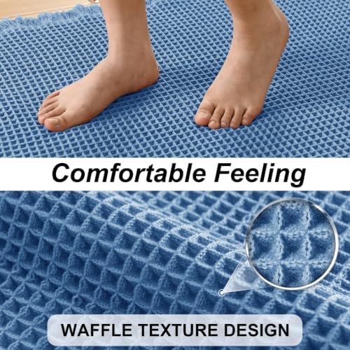 JIUZHEN Set of 2 Waffle Bathroom Rugs Non Slip Bath Mats, 16"x24"+24"x60"