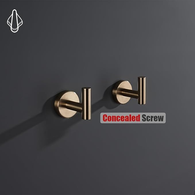 JQK Bathroom Hardware Set Champagne Bronze, 5-Piece Bath Accessories Set Wall Mount Includes 24 in Towel Bar, 7 in Towel Ring, Toilet Paper Holder, 2 Towel Hooks, BAS165-CB