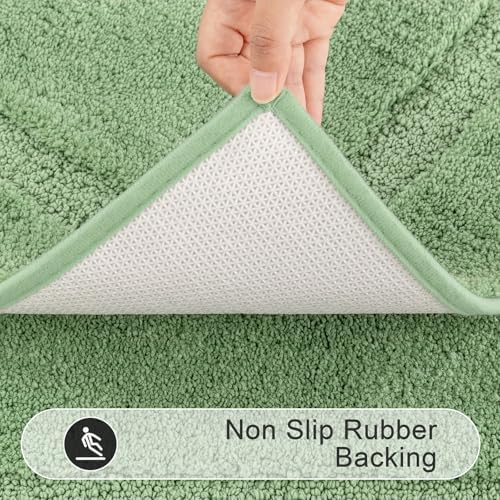 SHACOS Soft Microfiber Bathroom Rugs Set of 2 Pieces, Sage Green