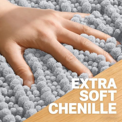 OLANLY Bathroom Runner Rugs 47x24, Thick Soft Absorbent Chenille Bath Rugs