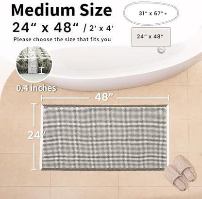 Waffle Bath Mat, Boho Bathroom Rugs Non Slip Washable, 24" x 48"