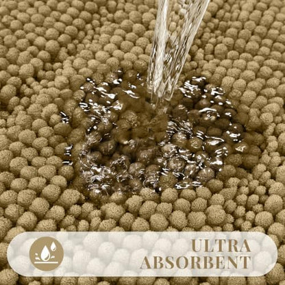 Bcoimo Large Bathroom Rug, Chenille Bath Mat with High Low Pile Design, Soft Absorbent Non Slip Bath Rug, Machine Washable Quick Dry Mat for Shower, Tub, Sink and Vanity