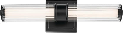 Kichler Laurene 18.5" LED Small Linear Bath Bar with Clear Fluted Glass in Black, for Vanity, Hallways, Buffet, Fireplace, (18.5" W x 5" H) 55195BKLED