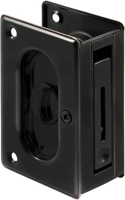 Prime-Line N 7368 Pocket Door Privacy Lock with Pull - Replace Old or Damaged Pocket Door Locks Quickly and Easily – Classic Bronze, 3-3/4” (Single Pack)