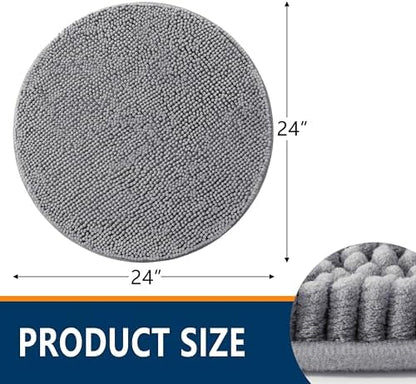 Smiry Round Bathroom Rugs 24X24, Chenille Extra Soft Absorbent Bath Mat