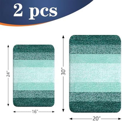 OLANLY Micorfiber Bathroom Rug Set 2 Piece, 30"x20"+24"x16"