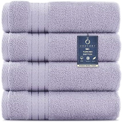 COZYART Luxury Hand Towels 4 PCS, Lavender 100% Turkish Cotton 650 GSM