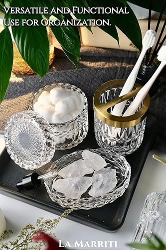 LaMarriti Clear Bathroom Accessories Set, 5pcs Crystal Glass Bathroom Set