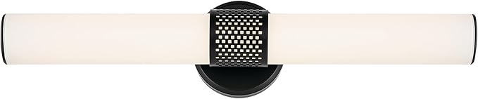 Kichler Sashi 24.25" LED Medium Bath Bar with White Glass in Black, Modern, for Vanity, Fireplace, Buffet, Hallway, Vanity Mirror, (24.25" W x 5" H) 55192BKLED