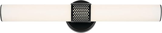 Kichler Sashi 24.25" LED Medium Bath Bar with White Glass in Black, Modern, for Vanity, Fireplace, Buffet, Hallway, Vanity Mirror, (24.25" W x 5" H) 55192BKLED